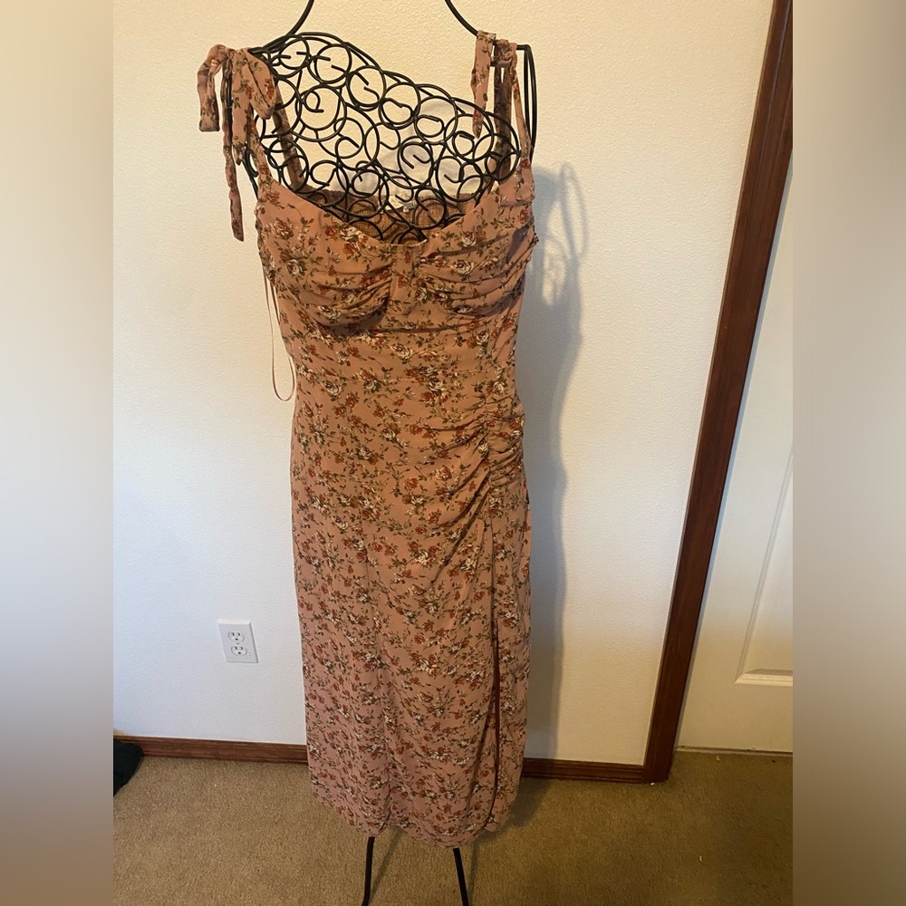 MIDI, floral pink dress, size L